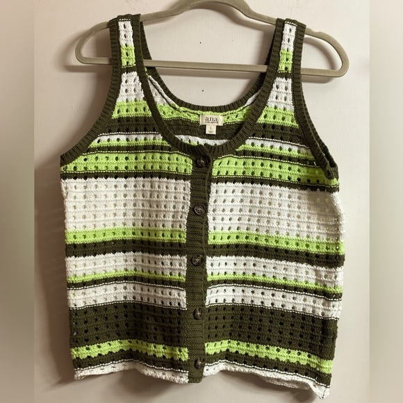 A.n.a Womens Multicolor Striped Sleeveless Knitted Vest Sweater Size Large. - Picture 1 of 5